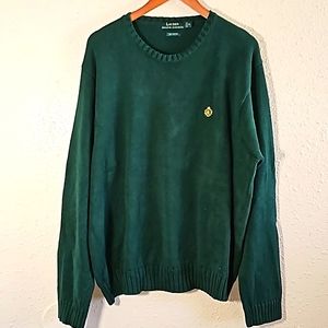 Ralph Lauren Green Crewneck Sweater with Gold Emblem
